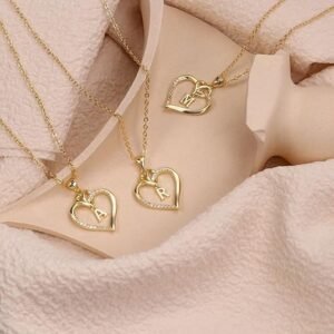 Silver Heart Initial Necklaces